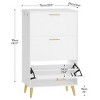 49.7"H Shoe Cabinet Tipping Bucket Shoe Cabinet with 3 Flip Drawers Entryway, Hallway Coatroom White - 4 of 4