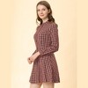 Allegra K Women's Vintage Check Plaid Ruffle Neck Button Down Long Sleeve A-Line Dress - 4 of 4