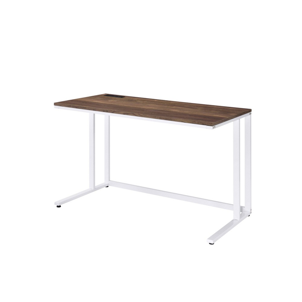 Photos - Office Desk Tyrese Built-In USB Port Writing Desk Walnut/White - Acme Furniture