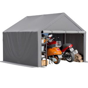 SEVOBAL Carports and Storage Sheds All-Weather Outdoor Storage Shelter with Waterproof Cover for Garden and Utility Storage, Grey, 120"*116.52"*91.68" - 1 of 4