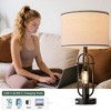 Itopfox Black Table Lamps Set of 2 with USB Ports, Farmhouse Nightstand Lamps for Bedroom & Living Room, Includes LED Bulbs, Dual Button Switch - 2 of 4