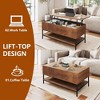 QingMoon Lift Top Coffee Table, Wood Round Fluted Coffee Tables, Farmhouse Center Table with Hidden Storage and Lower Shelf for Living Room - 2 of 4