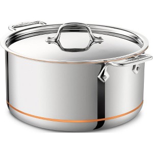 All-Clad Copper Core 5-Ply Stainless Steel Stockpot 8 Quart Induction Oven Broiler Safe 600F Pots and Pans, Cookware Silver - 1 of 3