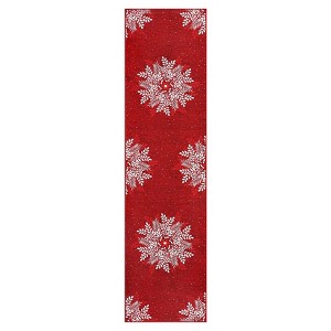 Christmas Snowflake Area Rug, Washable Non Slip Low Pile Soft Floor Carpet, Non-Shedding Throw Rug for Living Room, Bedroom - 1 of 4
