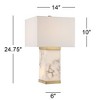 Possini Euro Design Mindy Modern Table Lamp 24 3/4" High White Gray Alabaster with Nightlight Rectangular Shade for Bedroom Living Room House Bedside - 4 of 4