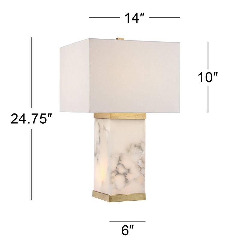 Possini Euro Design Mindy Modern Table Lamp 24 3/4" High White Gray Alabaster with Nightlight Rectangular Shade for Bedroom Living Room House Bedside, 4 of 10