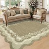 Washable Scalloped Living Room Rugs, Modern Floral Print Area Rug for Bedroom Dining Room, Non Slip Home Decor Carpet - 4 of 4