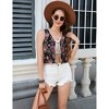 Clearlove Women's Floral Print V Neck Vest Tie Front Sleeveless Vintage Boho Vests Tops - 2 of 4