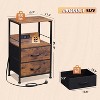 NightStand with Charging Station, LED Bedside Table with 2 Fabric Drawers, Storage Shelf, 3 USB Ports and 2 Outlets - 3 of 4