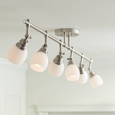 Elm Park Brushed Nickel 6-Light Adjustable Track Fixture with Glass Shades