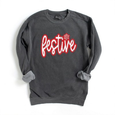 Simply Sage Market Women's  Garment Dyed Graphic Sweatshirt Festive Snowflake