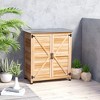Outsunny Wooden Storage Cabinet, Outdoor Prep Station with Metal Tabletop and Shelf, Patio Storage Cabinet with Double Doors - 2 of 4