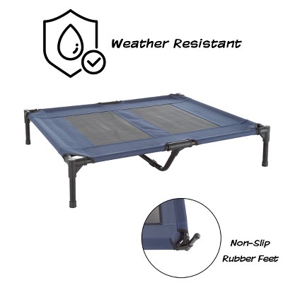 Large Navy Steel Frame Elevated Outdoor Dog Bed