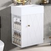 Gulches 20 in 3 in Undermount Rectangular Bathroom Sink in White MDF Ceramic with Diamond Pattern Door Gold Handle Side Shelves Towel Bar - 2 of 4