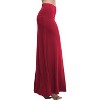 Women's Fold-Over Flare Maxi Skirt - Stylish Spandex Long Skirt for All-Day Comfort Wine Red - 2 of 4