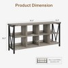 62" Industrial 8-Cube Storage Organizer with 3-Tier Metal Horizontal Bookcase – Long Low Console Shelf - 2 of 4
