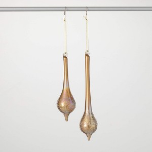 7"H & 9.75"H Sullivans Christmas Metallic Drop Ornament Set of 2  Brown - 1 of 2