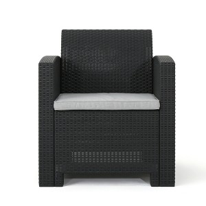 SKRAN Outdoor Faux Wicker Club Chairs with Waterproof Cushions for Backyard Porch Garden Poolside Balcony - 1 of 4