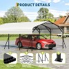 Acekool 13x20 Ft Heavy Duty Carport, Galvanized Steel Tube Outdoor Garage Shelter, Reinforced Metal Roof & Anchored Base, All-Weather Large Carport - 4 of 4