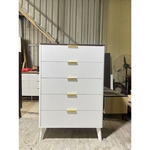Fluted Dresser for Bedroom with 5 Deep Drawers,47.2" Tall Chest of Drawers with Faux Marble Top - 1 of 1