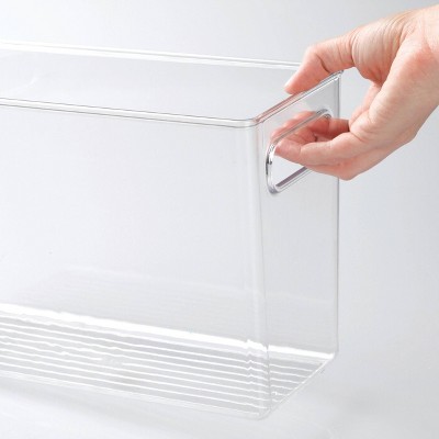 iDESIGN Linus Plastic Deep Kitchen Storage Bin with Handle Clear: Cabinet Organizer, 12" x 5" x 8", Spot Clean — фото 4