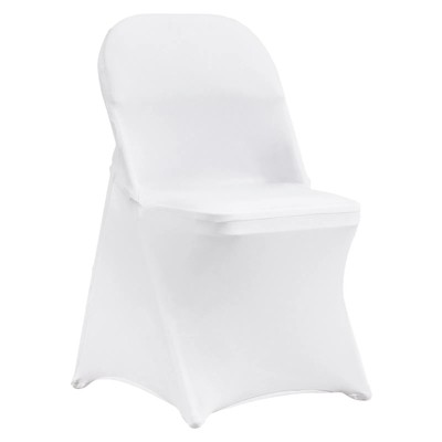 White Stretch Spandex Chair Covers - 12 PCS, Folding Kitchen Chairs Cover, Universal Washable Slipcovers Protector, Removable Chair Seat Covers