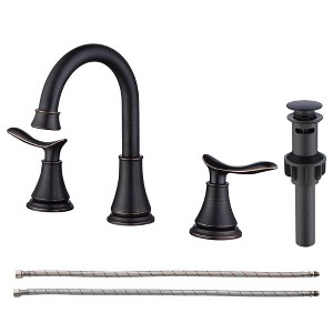 ChicFurnit Bathroom Sink Faucet 2 Handle Widespread Faucet with 360 Degree Swivel Spout for Modern Bathrooms, Bronze, 13.78"*11.42"*3.94" - 1 of 4