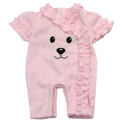 Sophia’s Polka Dot Bear Face Sleeper for 12” Dolls, Light Pink