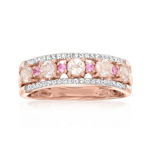 Ross-Simons 0.45 ct. t.w. Morganite and .10 ct. t.w. Diamond Ring With Pink Sapphire Accents in 18kt Rose Gold Over Sterling - 1 of 4