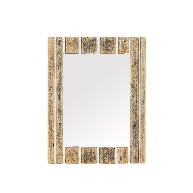 Striped Driftwood Wall Mirror Glass, Wood & MDF by Foreside Home & Garden, 1 of 7