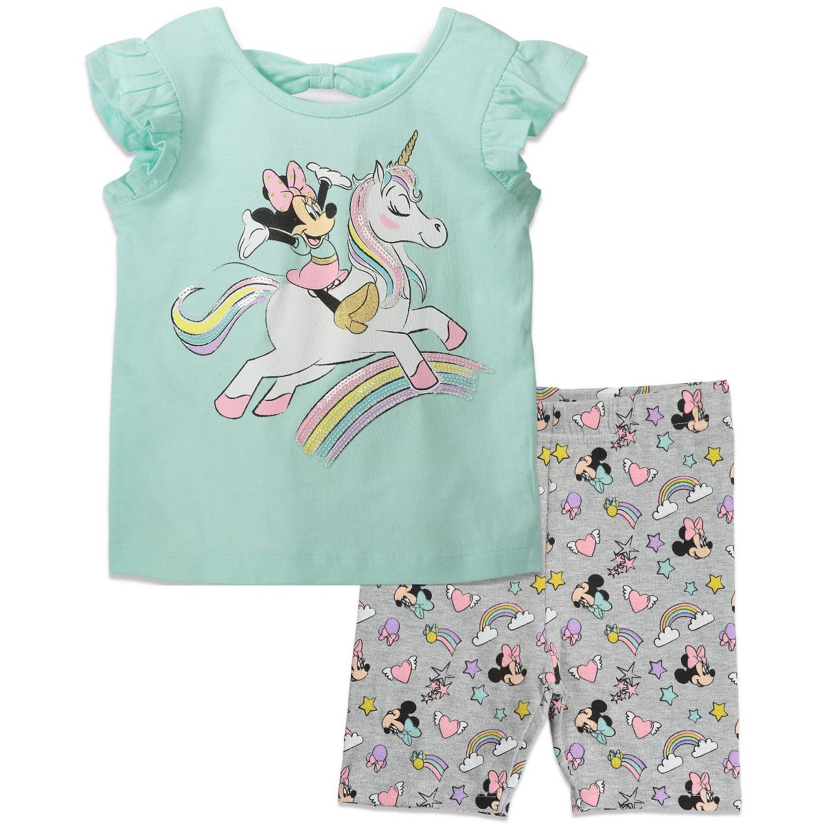 Disney Minnie Mouse Toddler Girls' 2-Piece Short Sleeve T-Shirt and Bike Shorts Set