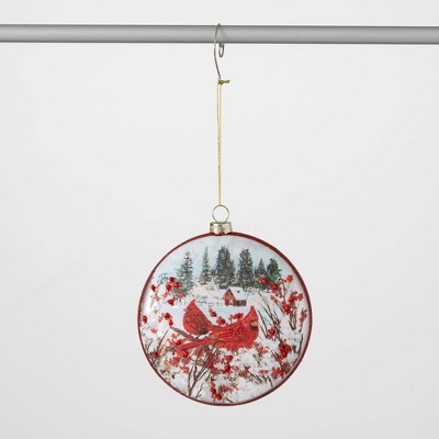 5.25"H Sullivans Cardinal Disc Christmas Ornament, Multicolor, Christmas Tree Decor
