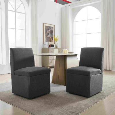 APRILSOUL 33.86“360 Degree Swivel Upholstered Dining Chairs Set of 2 Swivel Dining Room Chairs Kitchen Chairs Caster