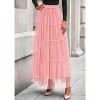 Tulle Skirts for Women 2025 Fall Fashion Elastic High Waisted Fairy Tiered Flowy A-Line Casual Maxi Long Skirt Light Pink - 3 of 4