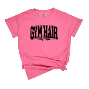 Simply Sage Market Women's Gym Hair Varsity Short Sleeve Garment Dyed Tee - 1 of 2
