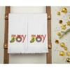 American Soft Linen Christmas Towels Bathroom Set, 2 Packed Embroidered Decorative 100% Cotton Hand Towels, Dish Towels for Decor Xmas - 3 of 4