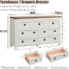 SinCiDo 7 Drawers Farmhouse Dresser & TV Stand, Rustic Wood Storage Cabinet for Bedroom, Living Room, Hallway Organization, Antique White - 2 of 4