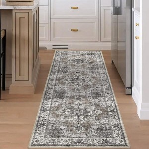 Acekool Washable Traditional Oriental Rug – Non-Slip, Stain Resistant, Low Pile, Soft Folding Floor Mat for Kitchen & Hallway - 1 of 4