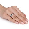 EVERLY JEWELRY |Sterling Silver 1/4 CT TW Blue and White Diamond Fashion Ring Black Rhodium Plated - 3 of 4