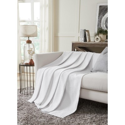 King Size White Cotton Waffle Weave Reversible Blanket