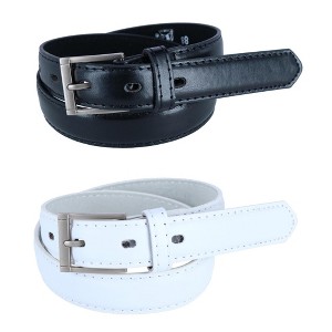 CTM Kid's Leather 1 inch Dress Belt with Square Buckle (Pack of 2) - 1 of 4