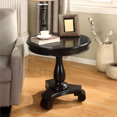 Roundhill Furniture Rene Round Wood Pedestal Side Table, Black