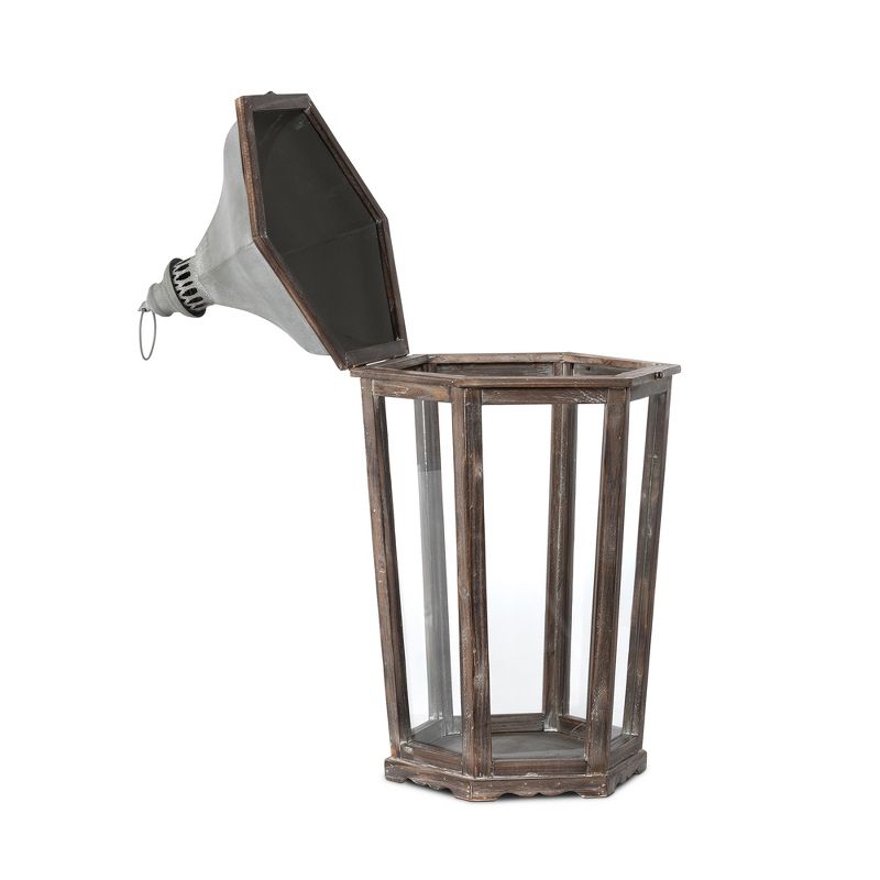 Park Hill Collection Wood & Galvanized Metal Lantern Large, 3 of 5