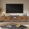 Gulches Natural Wood TV Stand Entertainment Center Fits TVs up to 85 in with Checkered Pattern 4 Doors 1 Drawer Open Shelf - 3 of 4