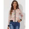 INSPIRE CHIC Women's Stand Collar Floral Prints Zip Up Lightweight Short Jacket - 2 of 4