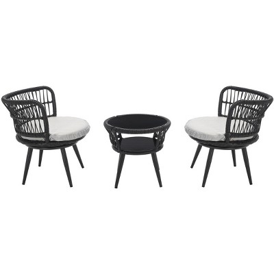 Breezy Charm Black & Grey 3-Piece Outdoor Lounge Set