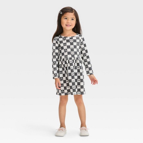 Girls black and on sale white checkered dress