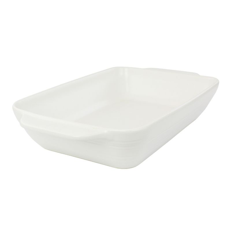 Gibson Bee and Willow 4 Quart Rectangular Stoneware Baker in White Speckle, 1 of 6