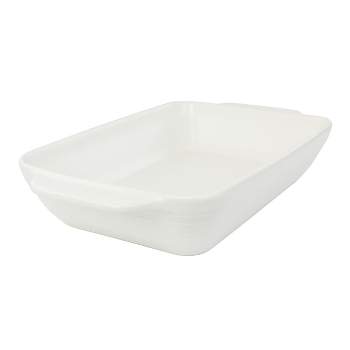 Gibson Bee and Willow 4 Quart Rectangular Stoneware Baker in White Speckle