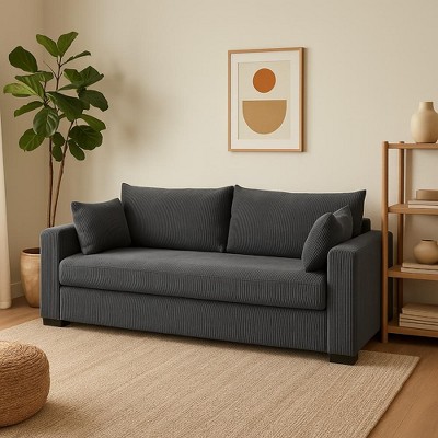JUJABU 79” Modern Corduroy Loveseat Sofa with Soft Ribbed Fabric